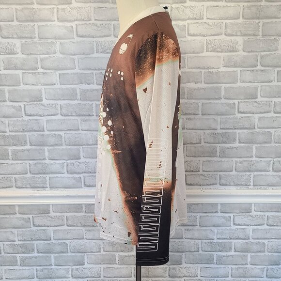 Flan Labs Rocket Soccer Jersey Mens M Brown Geo Long Sleeve Blokecore NEW - Picture 3 of 8